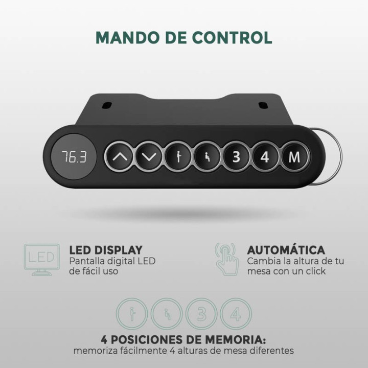 Mesa Elevable NOMA mod DUAL. Regulación eléctrica en altura. Tapa fabricada en madera color elegir vista 18