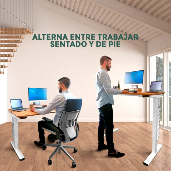 Mesa Elevable NOMA mod DUAL. Regulación eléctrica en altura. Tapa fabricada en madera color elegir vista 16