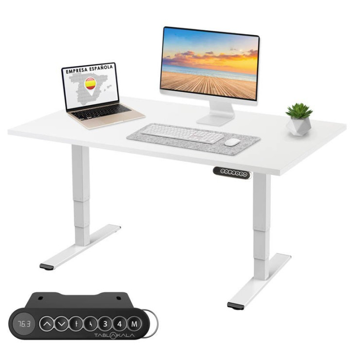 Mesa Elevable NOMA mod DUAL. Regulación eléctrica en altura. Tapa fabricada en madera color elegir vista 2