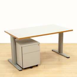 Conjunto Mesa y Cajonera Gris Permasa Trineo 140 cm. vista 2