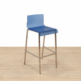 Buy Chrome High Stool with Blue Translucent Seat