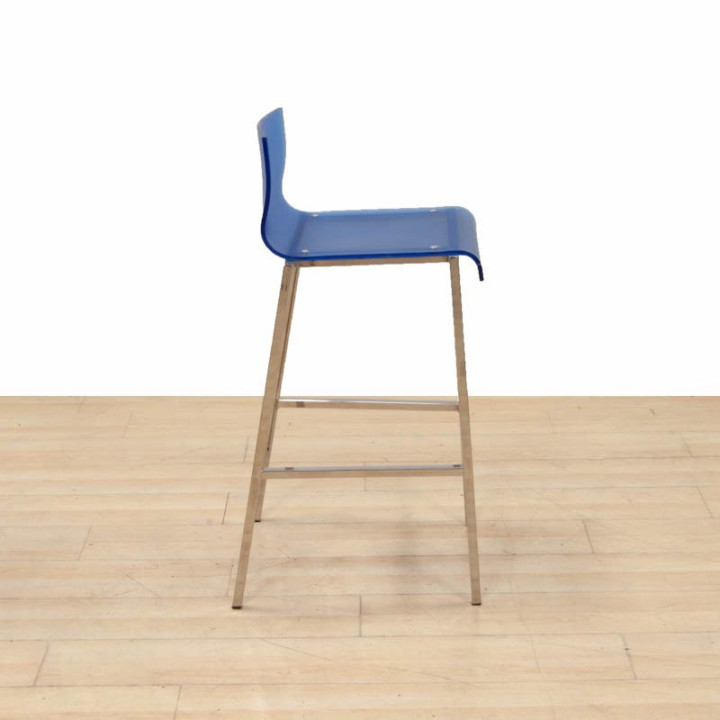 Taburete alto Cromado con asiento traslucido Azul vista 3