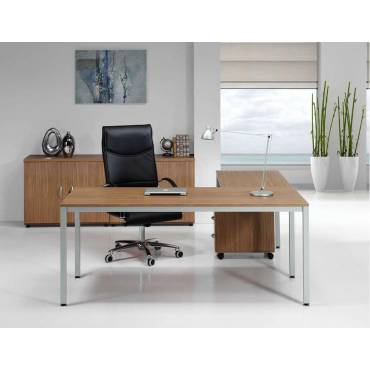 Despacho con mesa Euromof 5100 fondo 80 cm, sobre bilaminado de 30 mm y canto redondeado