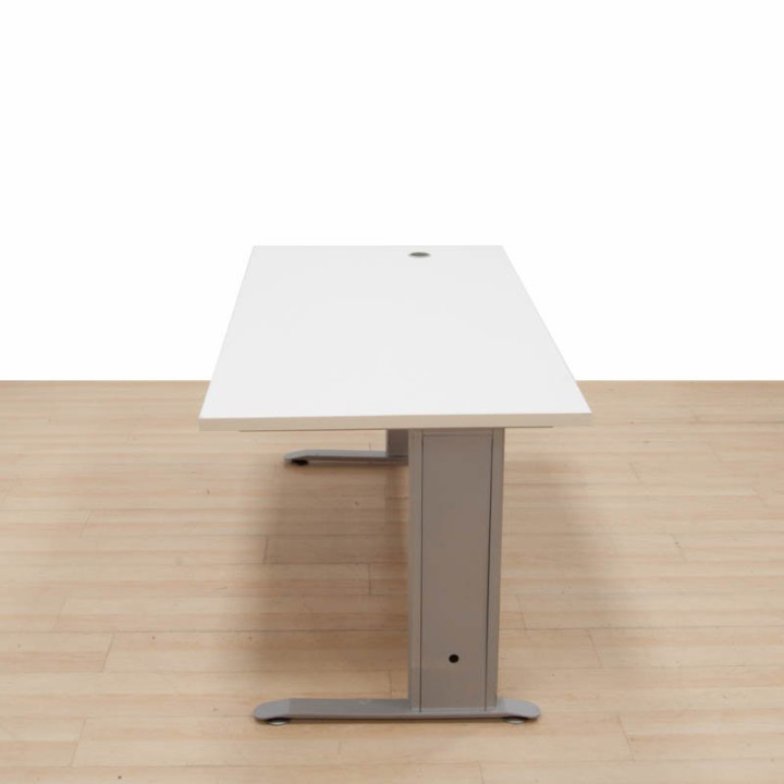 White JAL table with grey metal structure