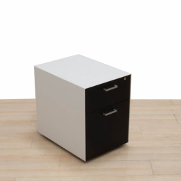Cajonera STEELCASE rodante cajon y archivo metálica blanco y negro. vista 2