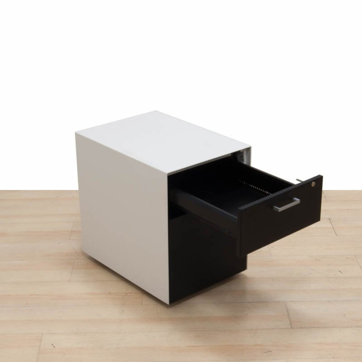 Cajonera STEELCASE rodante cajon y archivo metálica blanco y negro. vista 5
