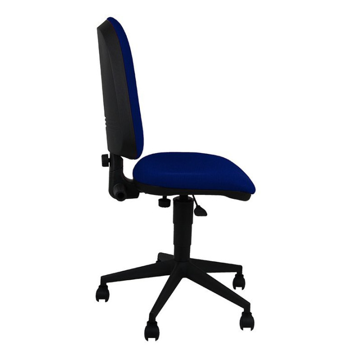 Perfil lateral de la silla Team Contacto Permanente Unisit en azul con asiento ergonómico y brazos opcionales