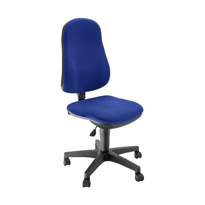 Silla operativa UNISIT Ariel AICP en color azul, vista frontal en perspectiva con respaldo alto regulable