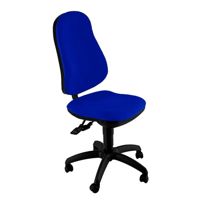 Silla operativa UNISIT Ariel Aisy en color azul, vista frontal en perspectiva con respaldo alto y base de polipropileno