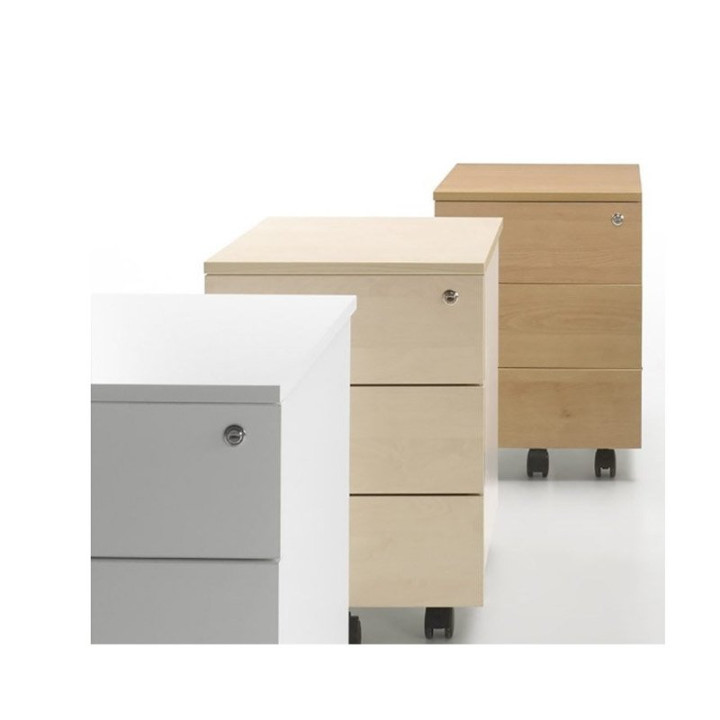 Conjunto de cajoneras PREMIER de Ofitres en distintos acabados, perspectiva en ambiente oficina