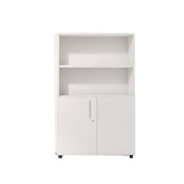 Armario medio con puertas bajas PREMIER de Ofitres, 75x80x42 cm en melamina blanca con estante regulable