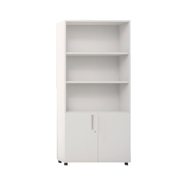 Armario alto con puertas bajas PREMIER de Ofitres, 181x80x42 cm en melamina blanca con estantes regulables