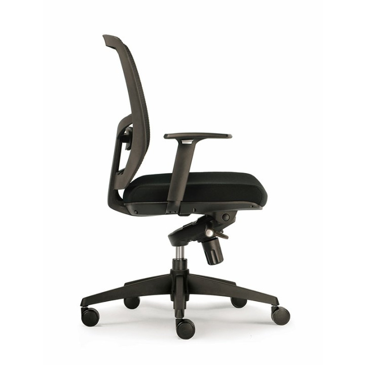 Vista lateral izquierda de silla operativa CHICAGO de EUROMOF con asiento acolchado