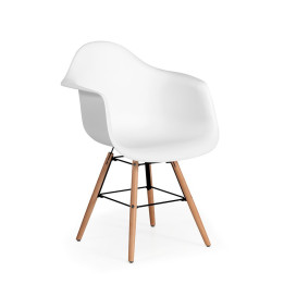 Silla confidente RIGA de EUROMOF en polipropileno blanco con patas de madera de haya