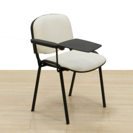 Silla de formación LIMOBEL simil piel blanca con pala desplegada.