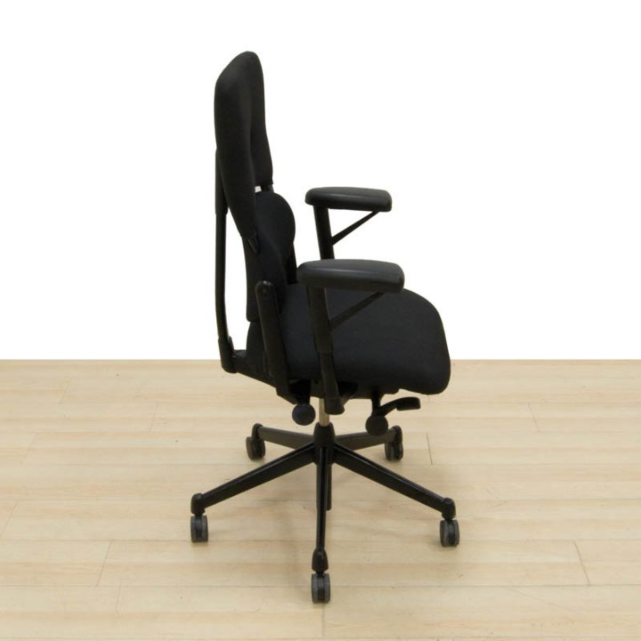 STEELCASE task chair Mod. PLEASE I. Reupholstered in new black fabric. Steel base. - view 3