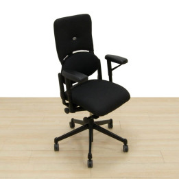 STEELCASE task chair Mod. PLEASE I. Reupholstered in new black fabric. Steel base.