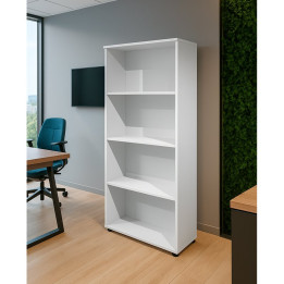 Estantería alta PRESTO de Artexport en acabado blanco, vista en oficina moderna con 3 estantes regulables