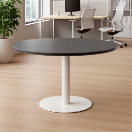 Mesa de reuniones circular NOVA de OFITRES con base de peana blanca