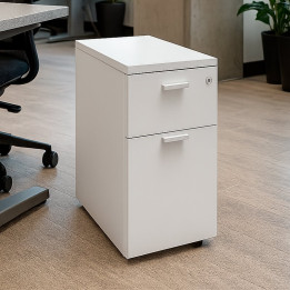 Cajonera rodante FORMA 5 de 33 cm en acabado blanco con dos cajones y ruedas – Factoryoficina