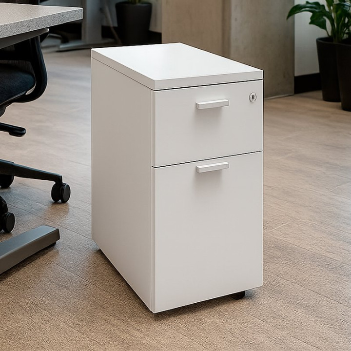 Cajonera rodante FORMA 5 de 33 cm en acabado blanco con dos cajones y ruedas – Factoryoficina