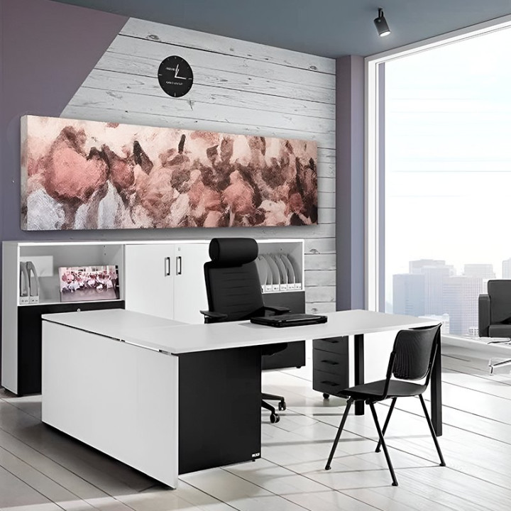 HERPESA M4 Office Desk with Panel Leg, Front Panel and Portal Frame Leg. - view 2