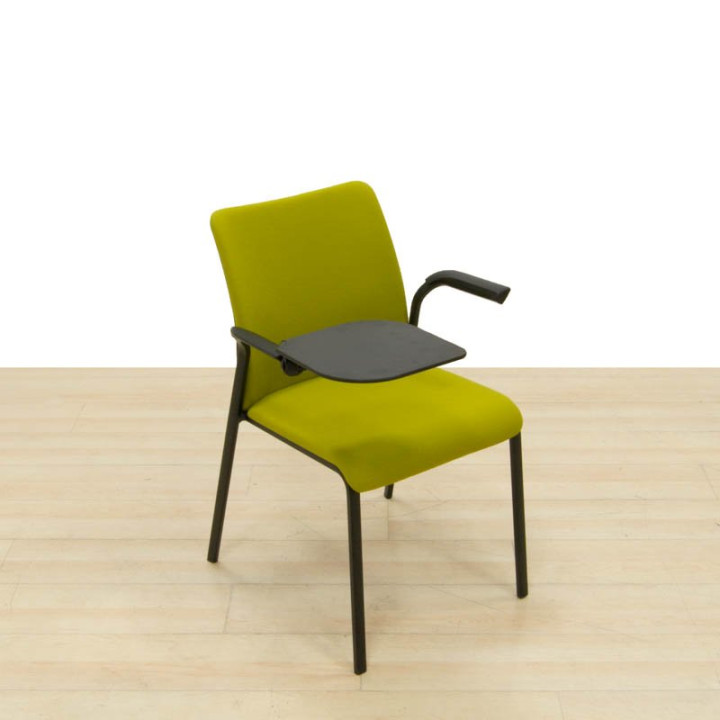 Silla de formación EASTSIDE verde con pala integrada y cuatro patas metálicas negras
