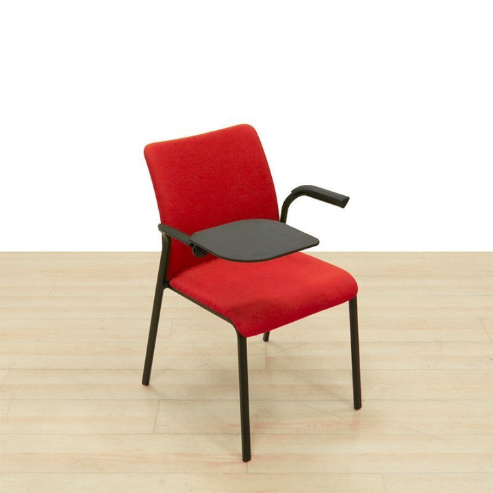 Silla de oficina para formación EASTSIDE roja con pala de escritura y estructura negra