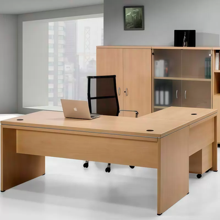 Colina semi-executive table with panel leg structure, with or without wing.