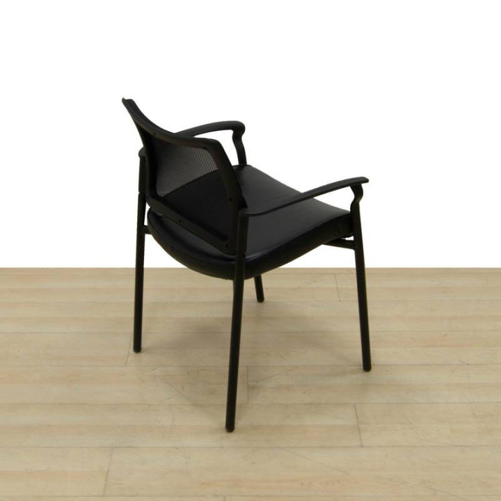 Visitor Chair Upholstered in FAUX LEATHER, Mesh Backrest - view 5
