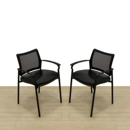 Visitor Chair Upholstered in FAUX LEATHER, Mesh Backrest