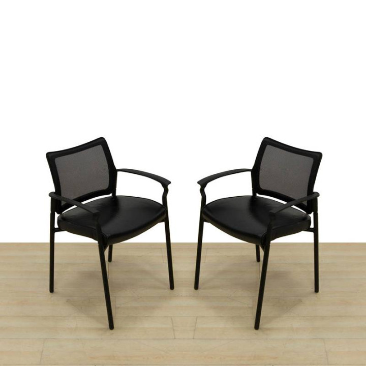Visitor Chair Upholstered in FAUX LEATHER, Mesh Backrest