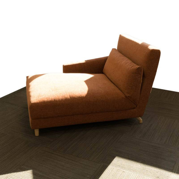 Single Lounge Sofa. Upholstered in Orange Fabric - view 2
