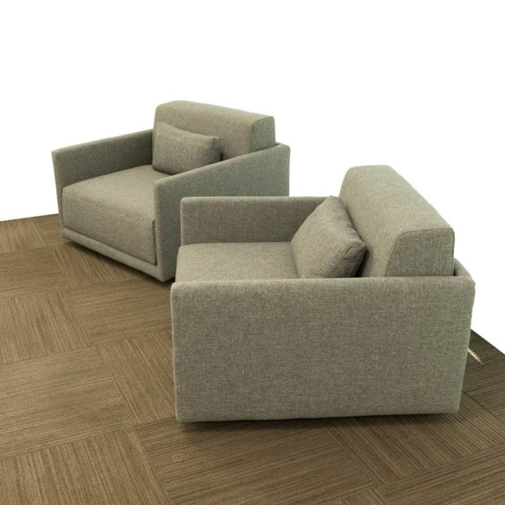 Pack de 2 poltronas individuais SOLUM estofadas em tecido cinzento. - vista 3