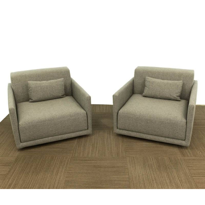 Pack de 2 poltronas individuais SOLUM estofadas em tecido cinzento. - vista 2