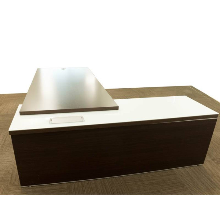 Comprar Mesa de Despacho Color WENGUÉ. Ala de CRISTAL Color BLANCO.