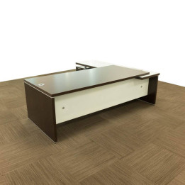 Comprar Mesa de Despacho Color WENGUÉ. Ala de CRISTAL Color BLANCO.