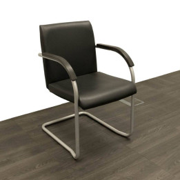 DELAOLIVA BOND Visitor Chair. Upholstered in Black Faux Leather