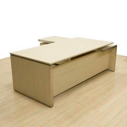 LAS MOBILIARI MAPLE Executive Desk. L-Shaped with Side Cabinet.