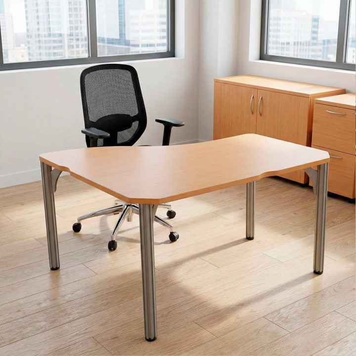 Mesa operativa STEELCASE Mod. HOROS. Tapa fabricada en color HAYA. Patas Gris - vista 2
