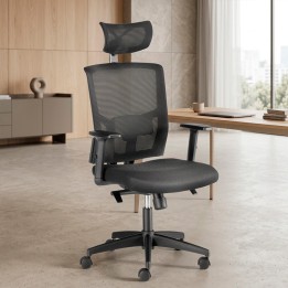 Operative chair Mod. VIENA. Synchron mechanism. Adjustable headboard. black colour.
