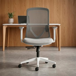 Operative Chair Mod. LYON in white structure and gray upholstery.