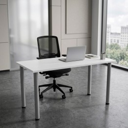 Multipurpose table white top 4 silver gray legs