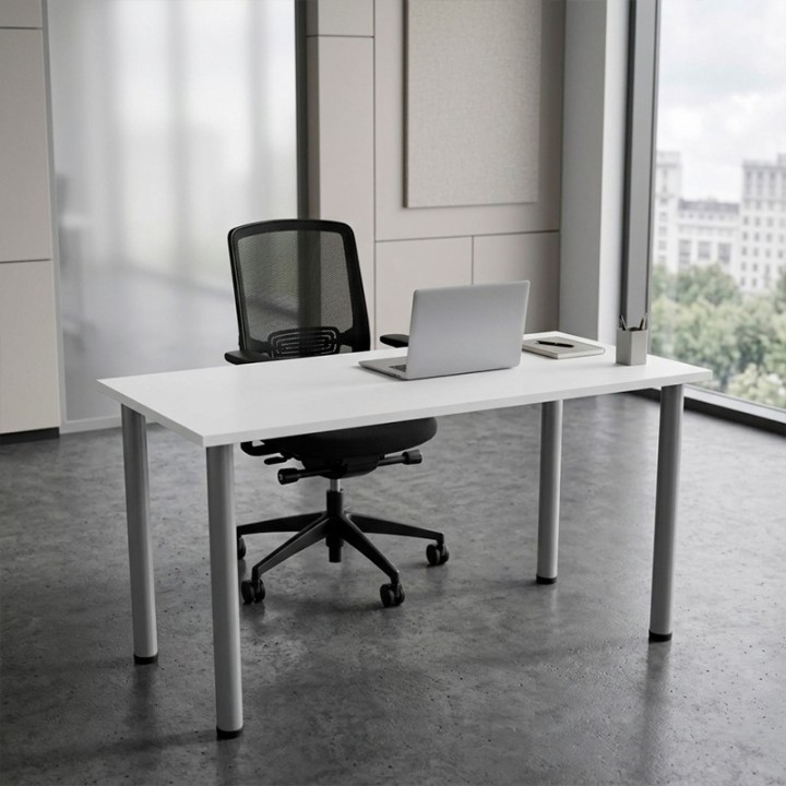 Multipurpose table white top 4 silver gray legs