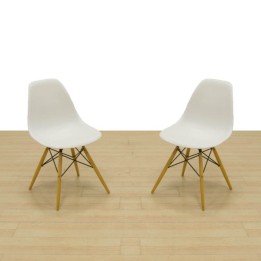 White Refurbished Visitor Chair with Wooden Legs