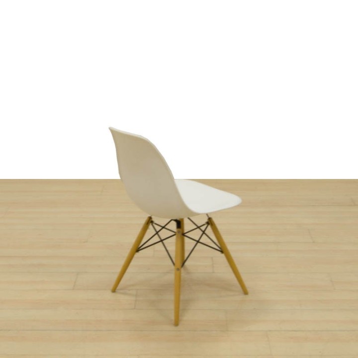 White Refurbished Visitor Chair with Wooden Legs