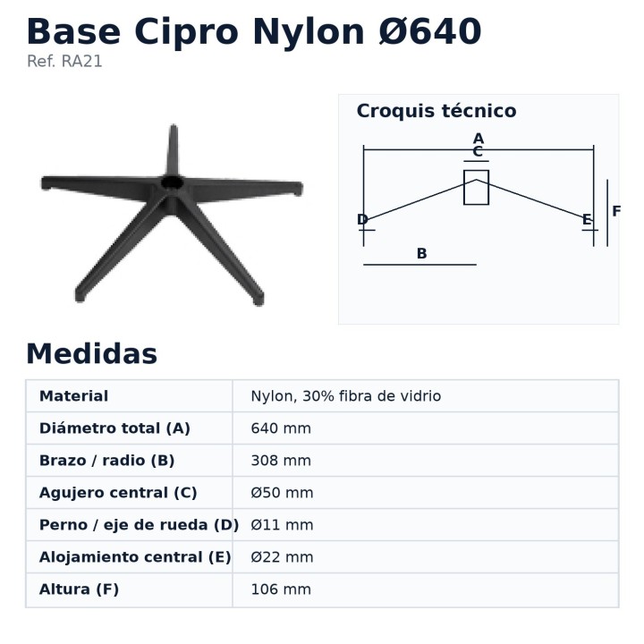 Cipro RA21 Ø640 technical drawing and dimensions