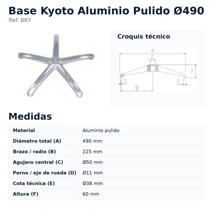 Esquema e medidas da base Kyoto BKY Ø490