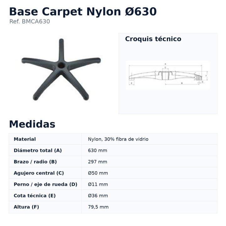 Esquema e medidas da base Carpet BMCA630 Ø630