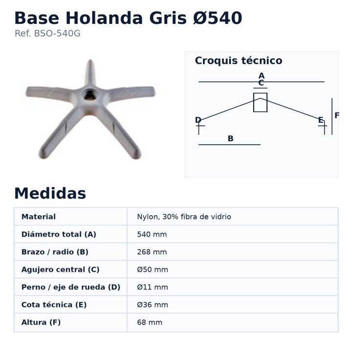 Holanda nylon chair base Ø540 | FactoryOficina